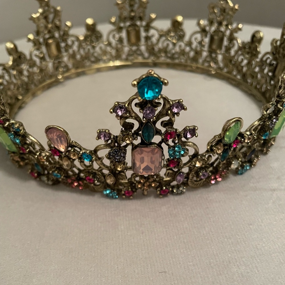 Crystal-Embellished Multicolor Tiara Crown - Women Accessories